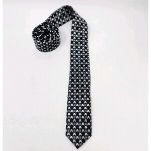 Black Tie Geek Skinny Necktie Atari Arcade Game Space Invaders Print Black/White